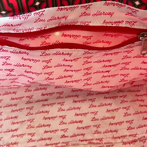 Lou Harvey Tote Large PVC Red Brown Geometric Print Beach Bag Travel Shopping - Picture 4 of 7